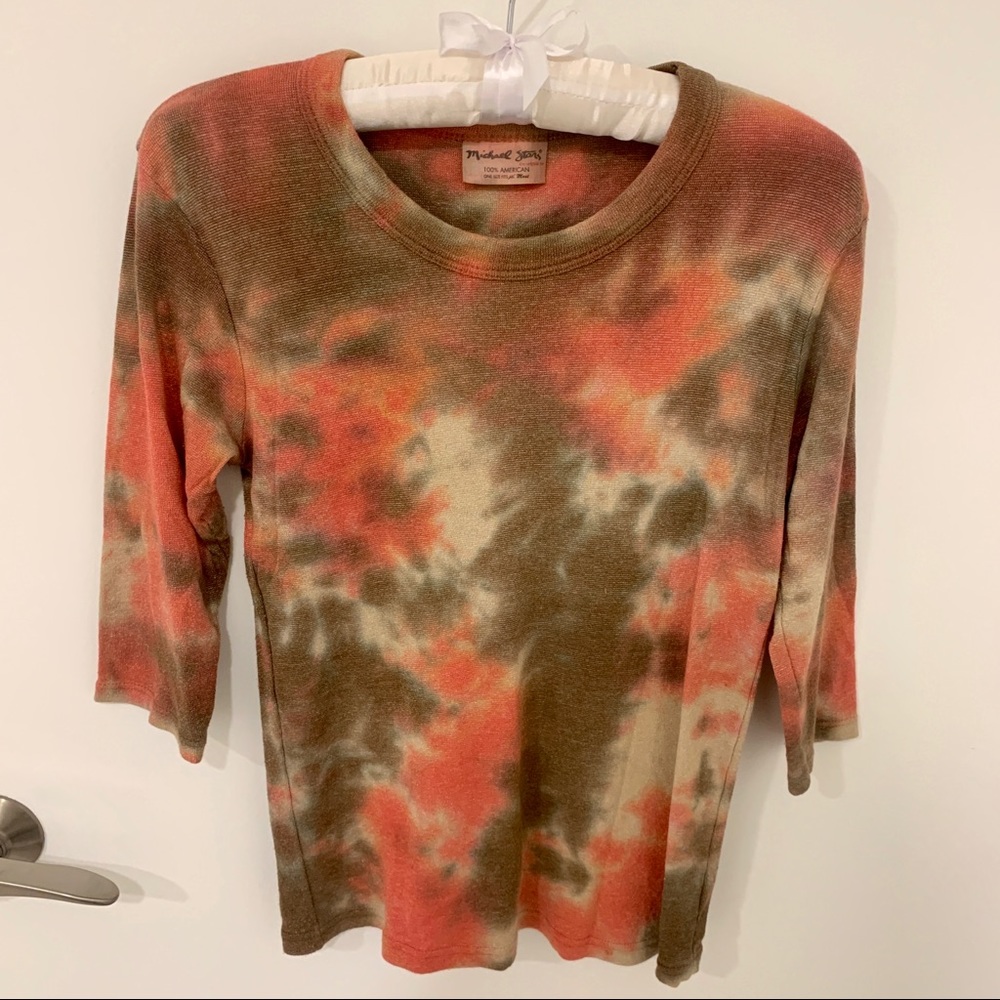 Michael Stars Shine Band Crew Neck Tie Dye Shirt